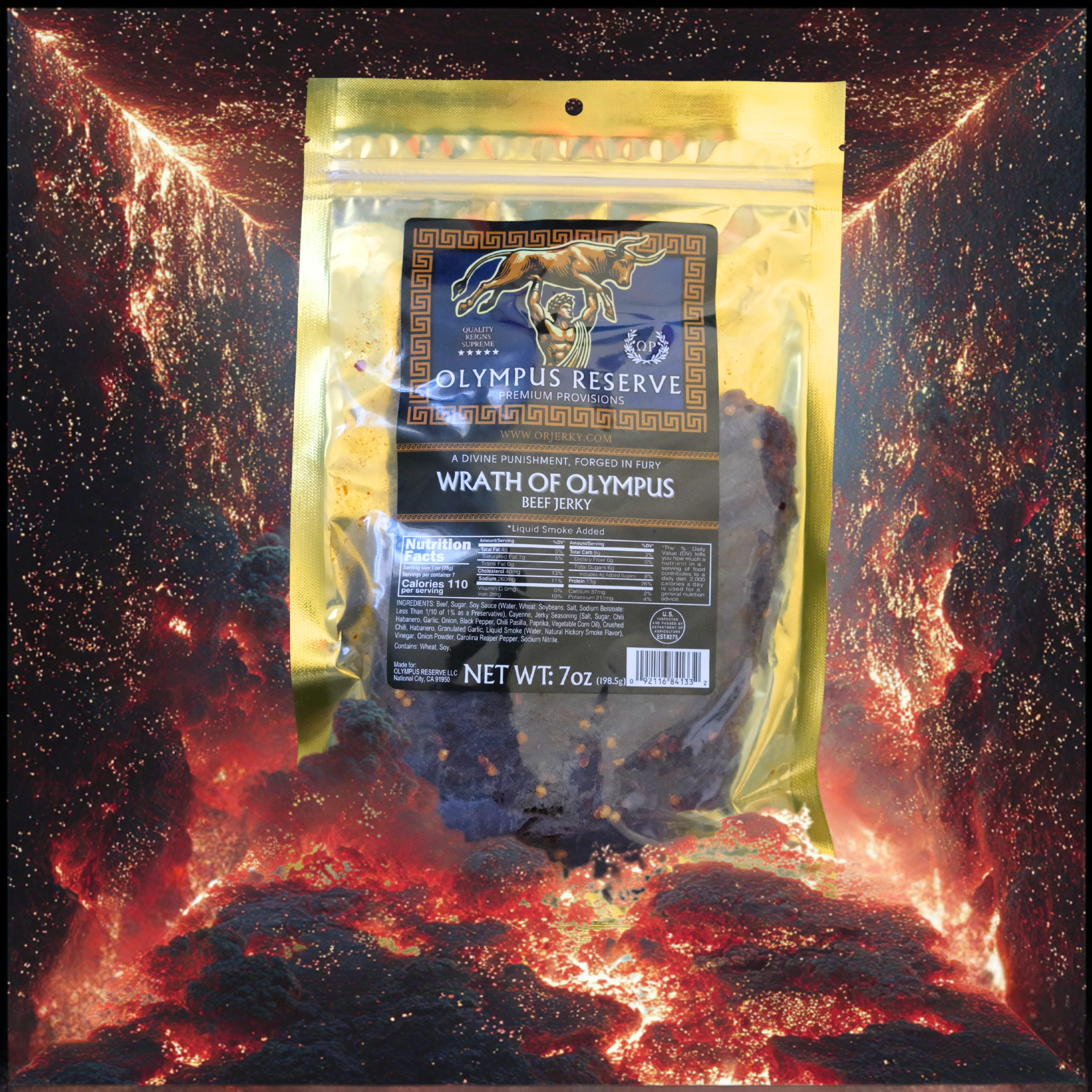 Wrath of Olympus Beef Jerky (7oz) – A Divine Punishment, Forged in Fury