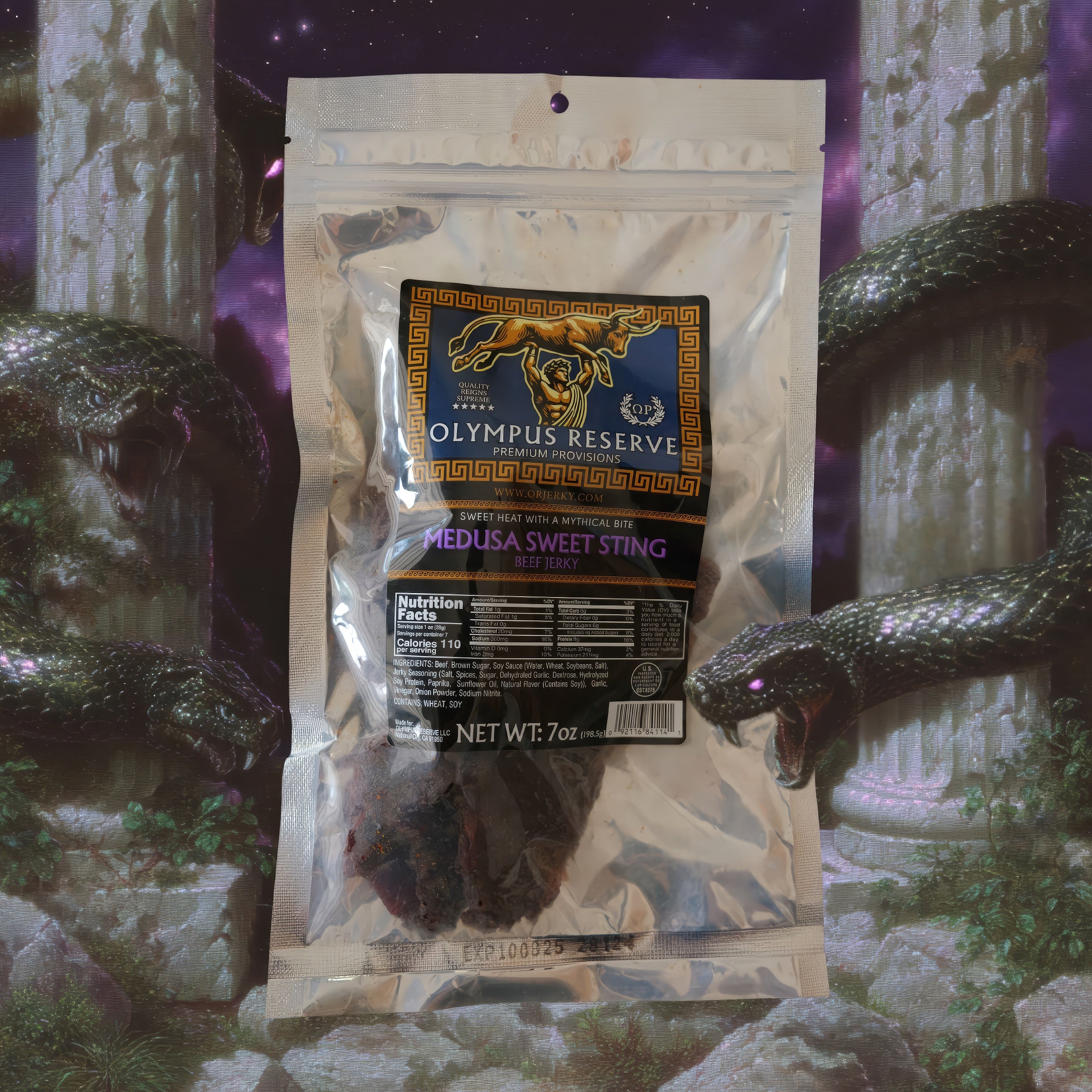 Medusa Sweet Sting Beef Jerky (7oz) – Sweet Heat with a Mythical Bite