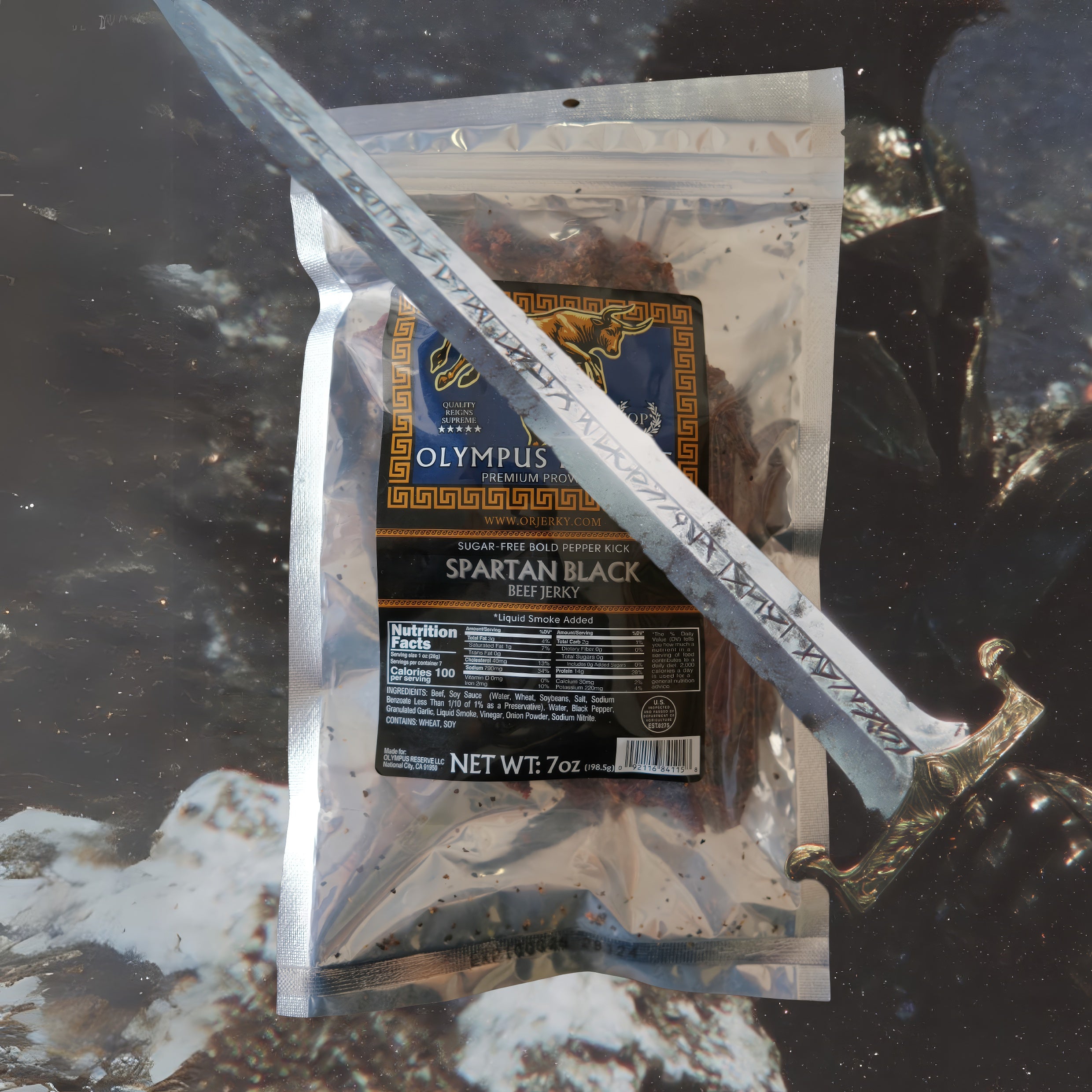 Spartan Black Beef Jerky (7oz) – Bold Pepper Kick
