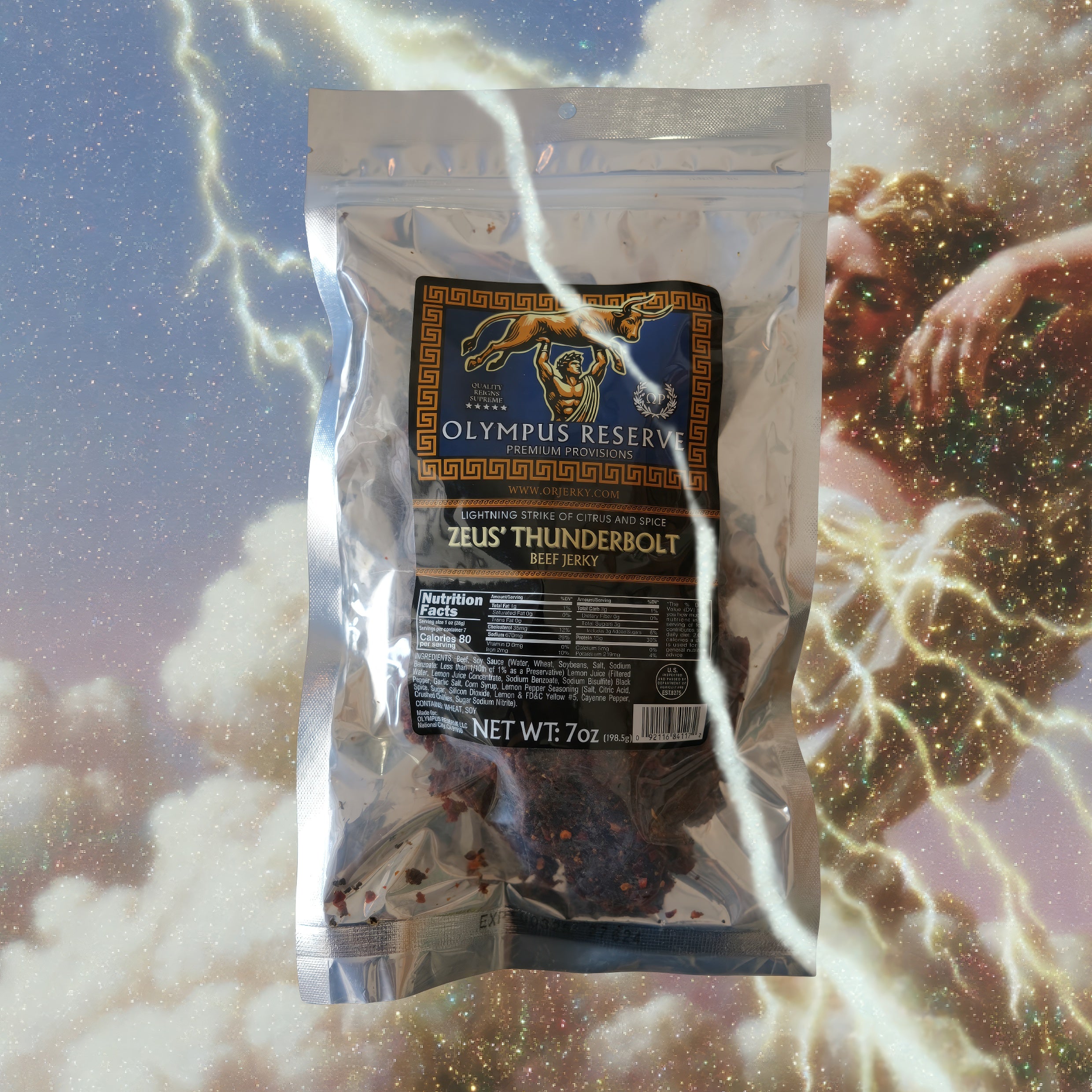Zeus' Thunderbolt Beef Jerky (7oz) – Lightning Strike of Citrus and Spice